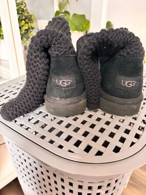 UGG  Black Suede Knit Boots